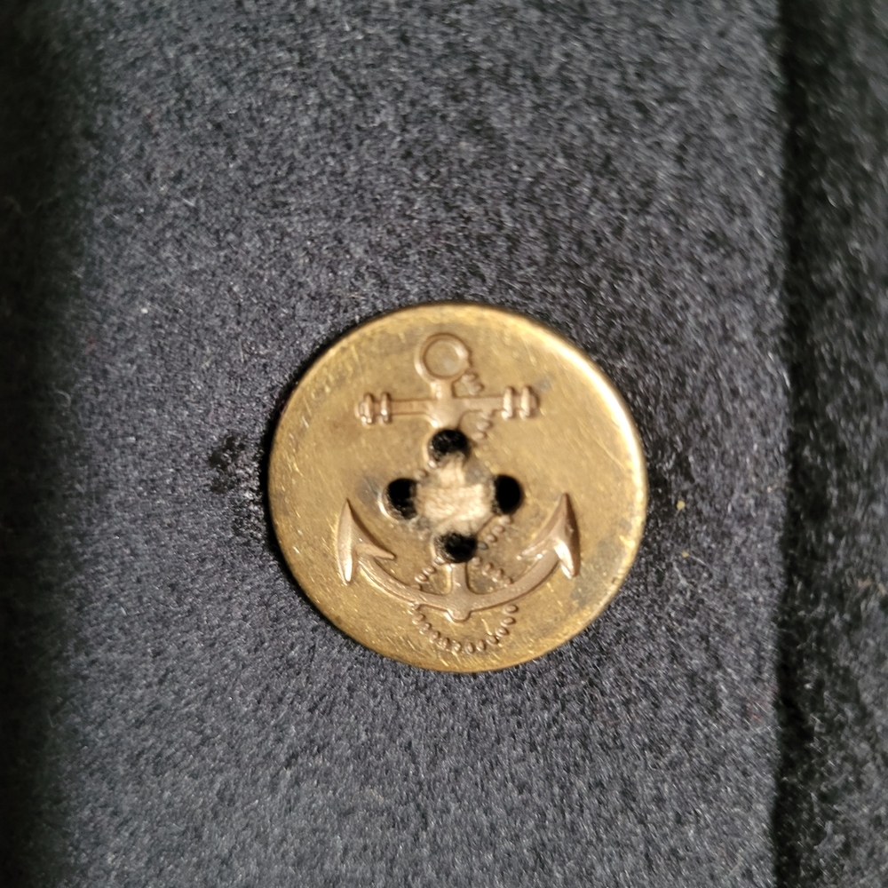 Lands' End Black Pea Coat Anchor Buttons Nautical Coastal - Picture 6 of 12